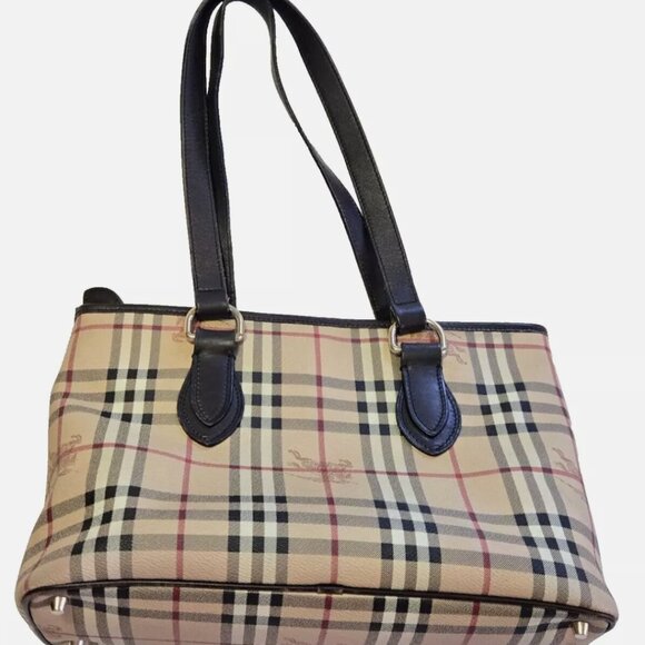 BURBERRY Nova Check Coated Canvas Top Zip Tote Vintage - Picture 2 of 11